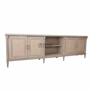 Meuble TV classique en bois clair avec armoires de rangement - Product Image 4