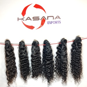 100% naturel cuticule aligné vierge brut indien Extensions de cheveux non transformés lâche vague profonde Curl bande tissage pour les femmes noir - Product Image 3