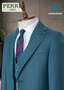Costume d'affaires en laine bleu marine pour homme, style britannique, col cranté, simple boutonnage, coupe classique, infroissable - Product Image 5