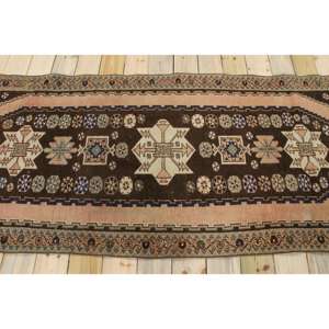 Tapis de 3,2 x 9,9 pieds, tapis turc vintage, tapis rayé marron - Product Image 2