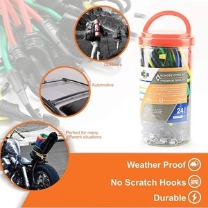 24Pcs Đa-Màu Bungee Dây Móc Loại Jar Set Với Tán Quan hệ Nhựa Tráng Móc Kim Loại - Product Image 6