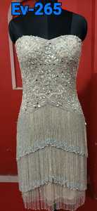 Robe de soirée luxueuse, silhouette en A, 100% soie rayonne viscose coton, empire, cristal, dentelle, bouton, fleur, ceinture 3D devant - Product Image 2