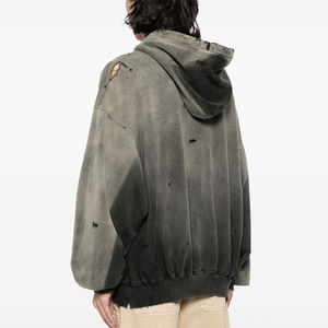 Sweat-shirts à capuche streetwear de haute qualité, effet usé, logo brodé personnalisé, sweat-shirts d'hiver pour hommes en vente - Product Image 3