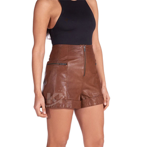 Short de mode taille moyenne pour femme Short en cuir véritable Poids léger Short en cuir pour femme à la mode - Product Image 6