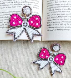 Pendientes de cuentas de diseñador de tigre Vintage para mujer Color patriótico naranja blanco azul para boda o día conmemorativo - Product Image 2