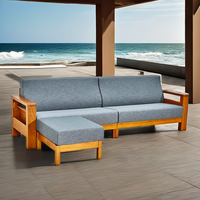 Canapé modulaire simple et moderne à une place, durable, confortable, en bois de teck et tissu, élégant pour le salon