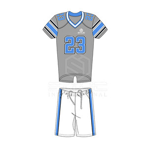 Uniforme de football américain pour adultes à faible MOQ, haute qualité, manches courtes, imprimé par transfert thermique sur le devant, 100 % polyester, en stock - Product Image 2