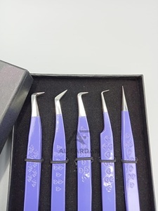 Pince à épiler extension de cils impression coeur logo personnalisé pointe fibre pointue botte 90/65/75 degrés acier inoxydable haute durabilité - Product Image 4