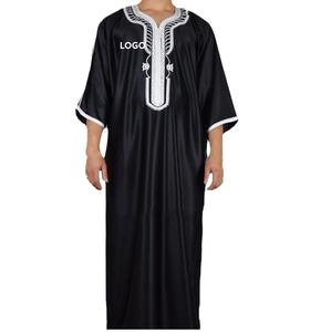 2025 personnalisé fait noir couleur demi manches hommes arabe prière vêtements traditionnel dernier caftan longue Jubbah Thobes respirant - Product Image 2