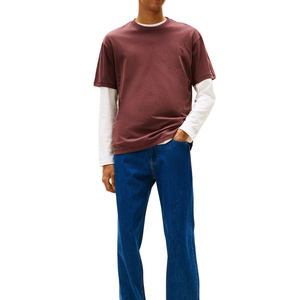 เสื้อยืดผู้ชายแบบเปล่าขายส่ง แขนสั้นซ้อนแขนยาว ผ้าคอตตอนหนา รุ่น Trackstar รับผลิตแบบ OEM แบรนด์ส่วนตัว TSI-G05-P0304 - Product Image 2