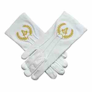 Guantes de cuero suave blanco Masonic Regalia con guantes de brújula cuadrada Guantes bordados Masonic Past Masters - Product Image 6