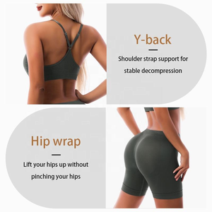 Conjuntos de sujetador y bragas de alta calidad, Conjunto de sujetador sin costuras para Yoga deportivos y pantalones cortos, traje de ropa deportiva, conjunto de sujetador de talla grande, Fitness, Bodyshort para mujer - Product Image 3