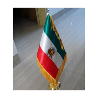Petit drapeau de table brodé Iran pour réunion, avec support de drapeau de table et franges en satin