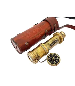 Best Selling Brass Dollond Land On 1915 Pirate Telescope With Leather Carry Case Top Rated Product By Indian Supplier