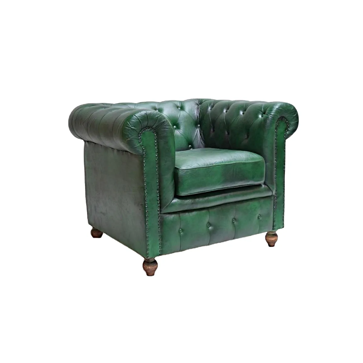 Sofa satu kursi desain cantik, alas kayu Solid dan kulit asli gaya Modern untuk rumah dan Hotel