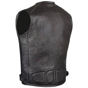 Chaleco de piel auténtica para hombre al por mayor, chaqueta ajustada sin mangas, abrigo de motorista a la moda, proveedor de chaleco de piel - Product Image 4