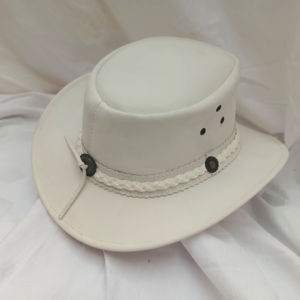 Chapeau de cowboy en cuir blanc de qualité supérieure, vente en gros, chapeau western en cuir véritable avec œillets de ventilation, chapeau de ranch western, chapeau de mode pour l'extérieur - Product Image 1