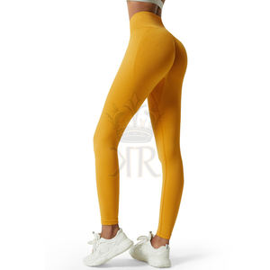 Customized Women's Gym Fitness Sports Yoga Pants Solid Color <b>Butt</b> <b>Lifting</b> <b>Leggings</b> with Mid Waist Logo Knitted Fabric - Product Image 6
