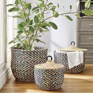 100% Handmade Top Selected Natural Handmade Water Hyacinth Laundry <b>Storage</b> <b>Basket</b> Set for Home Decoration in Vietnam Wholesale - Product Image 5
