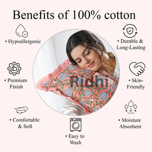 Funda de Almohada Lumbar RIDHI Rosa Salmón Oscuro 12x20 Pulgadas con Volantes, Estampado a Mano en Algodón, Personalizable, Extraíble y Lavable, Decoración para Sofá y Cama - Product Image 3