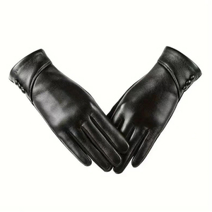 1306 femmes temps froid coupe-vent plein doigt mitaines polaire doublé chaud hiver cuir écran tactile gants usage quotidien - Product Image 2
