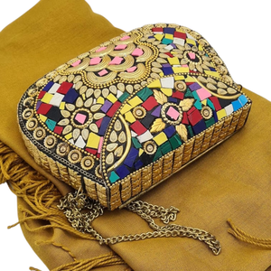 Latest Design Fashion <b>Handbag</b> Resin Clutch Chain <b>for</b> Ladies Hot Selling Purse Tradebyd Handcrafted Beading Flower Decoration - Product Image 4