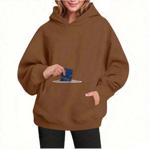 Sudaderas con Capucha para Mujer, 100% Algodón, Bordado Personalizado, Corte Clásico Holgado, Cómodas para Toda Temporada, con Bolsillo Oculto - Product Image 3