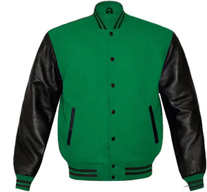 Chaqueta Bomber Personalizada de Alta Calidad con Cuerpo de Lana y Mangas de Cuero, Chaquetas Varsity para Hombres y Adultos - Product Image 1