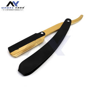 Navajas de Afeitar Rectas de Calidad Profesional para Barbería, Ligeras, de Acero Inoxidable, con Bloqueo Giratorio, Premium en Dorado y Negro, Navajas OEM para Salón - Product Image 2