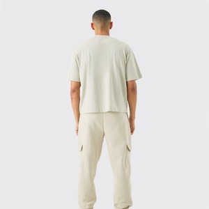 Versátil Premium 100% algodón orgánico gota hombro Boxy camiseta logotipo personalizado hombres camiseta en Blanco Viejo dinero Vintage camiseta - Product Image 2