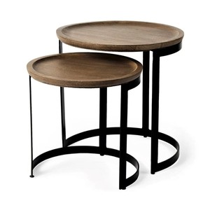 Petites tables rondes modernes de luxe avec dessus en bois - Product Image 5