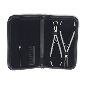 Surgical Grade Needle Nose Hair Extension <b>Pliers</b> Kit Maroon Color Handle Stainless Steel Hair <b>Pliers</b> <b>Set</b> With Zipper Case - Product Image 3