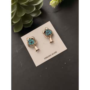 Pendientes Colgantes Donovan Nez Kingman Post Dangle Blossom, Turquesa y Plata de Ley, Joyería Cultural Coleccionable - Product Image 3
