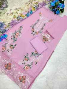 Colección de ropa festiva y de fiesta de algodón pesado pakistaní con estilo con bordado y trabajo de secuencia para impresión de láminas de bodas - Product Image 5