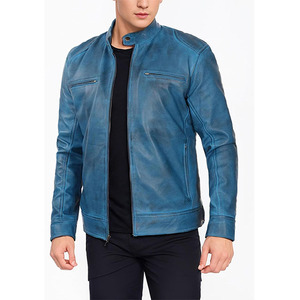 Nouvelle veste en cuir vintage décontractée pour homme, design de tenue de printemps, veste en cuir de motard avec poche, veste en cuir de crocodile pour homme - Product Image 2