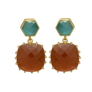 Nouvelle arrivée, ensemble de boucles d'oreilles en pierres précieuses de deux couleurs différentes, ensemble de boucles d'oreilles en plaqué or pour femme - Product Image 1