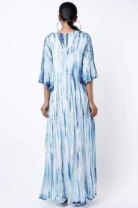 Robe maxi en rayonne 100% attrayante pour femmes, tie-dye, avec glands, mode estivale, sans manches, vacances, florale, naturelle, ample, kaftan maxi - Product Image 2