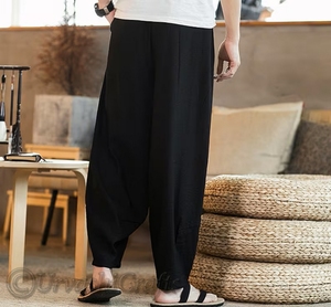 Pantalon sarouel d'été léger et décontracté pour hommes, coton et lin, pantalon de jogging, pantalon baggy respirant personnalisé pour hommes, vente en gros - Product Image 6