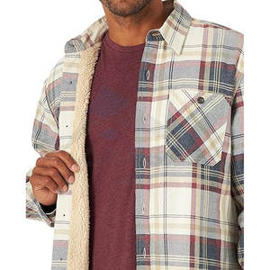 Mens <b>Sherpa</b> <b>Lined</b> <b>Shirt</b> Jacket Long Sleeve Rugged Winter Overshirt with Fleece Lining for Cold Conditions Light Beige Heather - Product Image 3