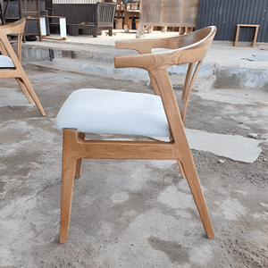 Ensemble de table à manger ronde en bois avec chaises rembourrées, meubles de salle à manger modernes pour la maison, l'hôtel, l'appartement et la villa (7 pièces) - Product Image 4