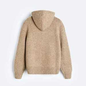 Sweat à capuche surdimensionné personnalisé OEM pour hommes, sweat à capuche en tricot à épaules tombantes pour l'hiver, tissu en cachemire, motif 3D, chaud, anti-rétrécissement, logo personnalisé - Product Image 5