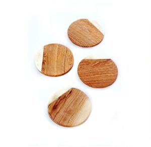 Classic Natural Unfinished Wood Slices Round Custom Wood <b>Coaster</b> <b>Set</b> with Handmade Bone Brass Inlay Eco-Friendly Made in India - Product Image 2