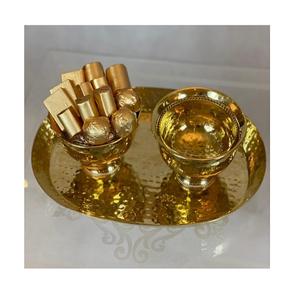 Juego de 4 Servidores de Dulces de Aluminio Martillado con Bandeja Redonda Color Dorado, Caja para Frutos Secos de Home Arts - Product Image 4