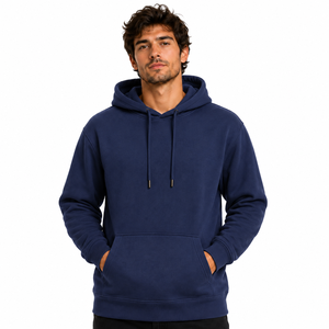Sweat-shirt classique à capuche pour homme en polaire premium respirant, coupe oversize, manches longues, avec poche kangourou, couleur unie - Product Image 1