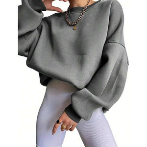 Comfort Style Women Oversized Crew Neck Pullover Casual Winter Loose Fit Street Fashion Eco-Friendly Front Logo <b>Top</b> Daily Use - Product Image 3