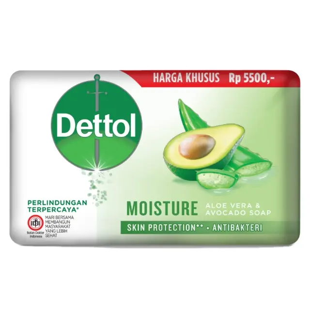 Dettol Bar Soap 100gr Aloe Vera & Avocado Variant Soft Skin Fruit Fragrance Healthy Skin Anti Bacterial Bar Soap