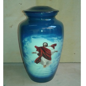 Urne de crémation bleue en aluminium avec motif de papillon pour adultes Urnes funéraires pour cendres humaines Urnes funéraires commémoratives - Product Image 2