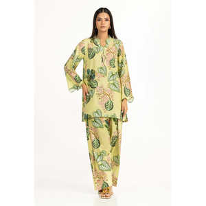 Conjunto de 2 Piezas Casual para Mujer, Estampado en Cambray Amarillo, Talla XS/XS, Largo por Encima de la Rodilla, para Primavera/Verano - Product Image 2