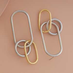Trendy Geometric Drop <b>Earrings</b> 184071 Made From Durable Zinc Alloy - Product Image 3