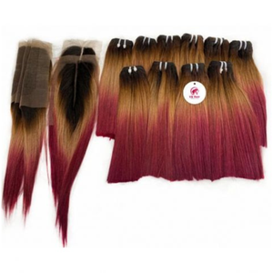 Vente en gros Extensions de cheveux humains Remy bicolores non transformés Cheveux vietnamiens droits naturels Tendance 100% Paquets authentiques - Product Image 1